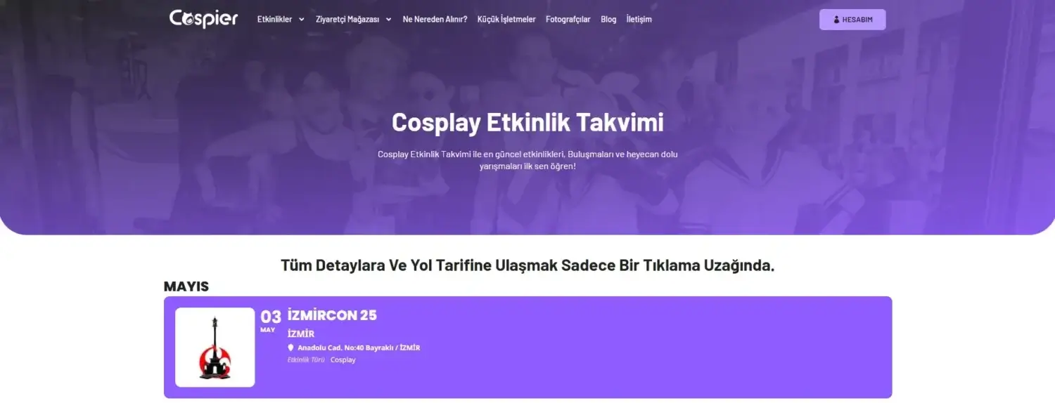 Cosplay Etkinlik Takvimi